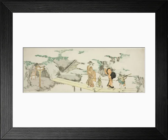 Framed Print : On the footbridge, Japan, n. d. Creator: Hokusai Framed Print : On the footbridge, Japan, n. d. Creator: Hokusai