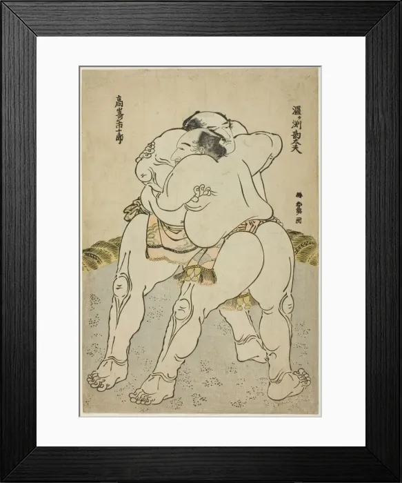 Framed Print : The Sumo Wrestlers Uzugafuchi Kandayu and Takasaki Ichijuro, Japan, 1783-84 Framed Print : The Sumo Wrestlers Uzugafuchi Kandayu and Takasaki Ichijuro, Japan, 1783-84