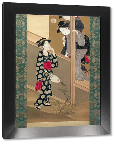 Three Beauties Chatting by a Veranda, Japan, About 1792. Creator: Shunsho