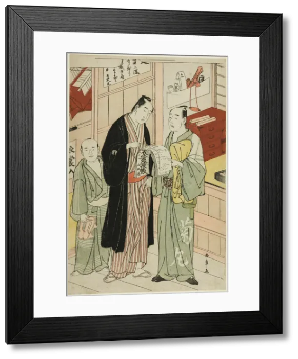 Framed Print : The Actor Onoe Matsusuke I in the Wardrobe Room of a Theater, Japan, c. 1780 / 83. Creator: Shunsho Framed Print : The Actor Onoe Matsusuke I in the Wardrobe Room of a Theater, Japan, c. 1780 / 83. Creator: Shunsho