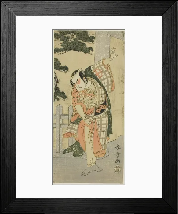 Framed Print : The Actor Otani Hiroji III in a Stage Pose (Mie) before a Shrine Gateway, Japan, c. 1769 / 1770. Creator: Shunsho Framed Print : The Actor Otani Hiroji III in a Stage Pose (Mie) before a Shrine Gateway, Japan, c. 1769 / 1770. Creator: Shunsho