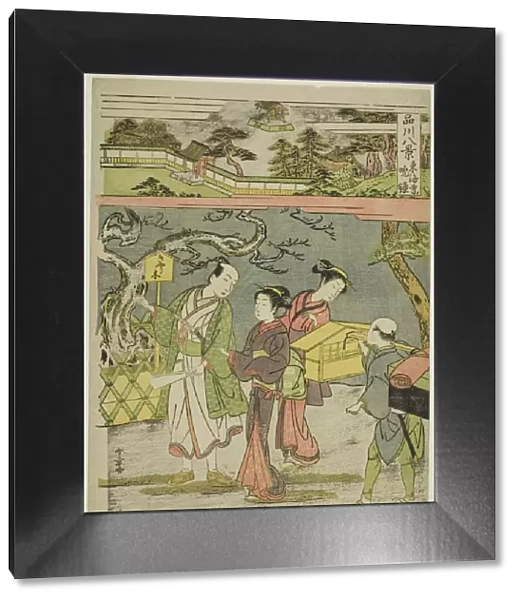 Tokaiji no Bansho, from the series 'Shinagawa Hakkei (Eight Views of Shinagawa)', Japan, c. 1771. Creator: Shunsho. Tokaiji no Bansho, from the series 'Shinagawa Hakkei (Eight Views of Shinagawa)', Japan, c. 1771. Creator: Shunsho