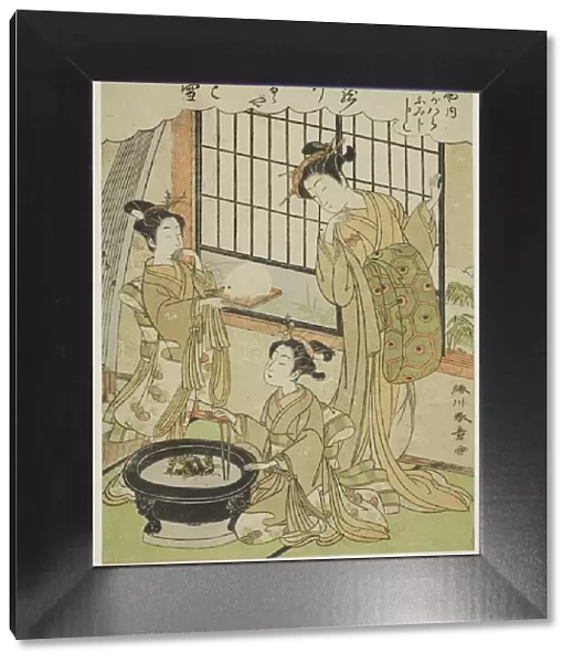 The Courtesan Sugawara of the Tsuruya House and Her Kamuro Namiji and Kashiko, Japan, 1771. Creator: Shunsho