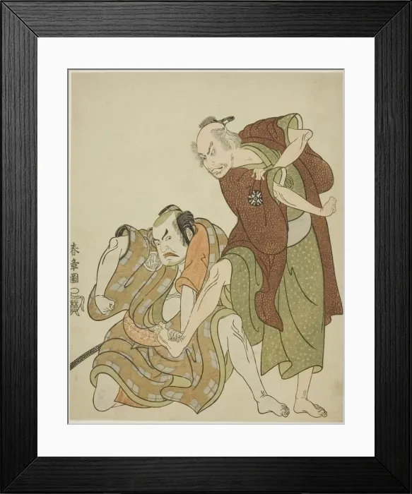 Framed Print : Actors playing the roles of Giheiji and his son-in-law, Danshichi Kurobei, Japan, c. 1768. Creator: Shunsho Framed Print : Actors playing the roles of Giheiji and his son-in-law, Danshichi Kurobei, Japan, c. 1768. Creator: Shunsho