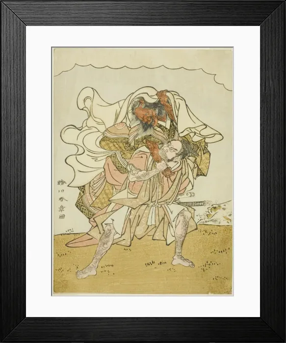 Framed Print : The Warrior Omori Hikoshichi Carrying a Female Demon on His Back, Japan, c. 1772. Creator: Shunsho Framed Print : The Warrior Omori Hikoshichi Carrying a Female Demon on His Back, Japan, c. 1772. Creator: Shunsho