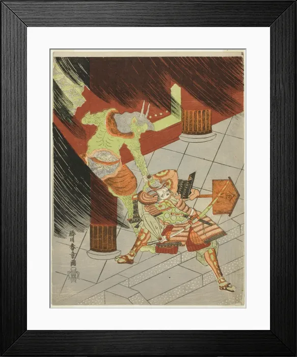 Framed Print : The Warrior Watanabe no Tsuna Fighting the Demon at Rashomon, Japan, c. 1770. Creator: Shunsho Framed Print : The Warrior Watanabe no Tsuna Fighting the Demon at Rashomon, Japan, c. 1770. Creator: Shunsho