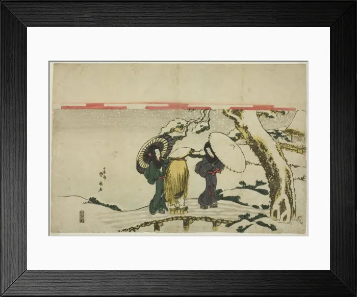Framed Print : Travelers in Snow, Japan, early 19th century. Creator: Katsukawa Shunsen Framed Print : Travelers in Snow, Japan, early 19th century. Creator: Katsukawa Shunsen