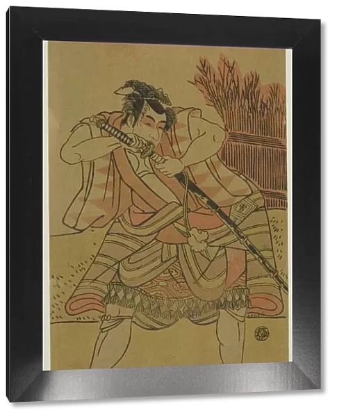 The Actor Ichikawa Omezo I as Kamei Rokuro Disguised as the Servant Dadahei in the... c. 1791. Creator: Katsukawa Shun'ei
