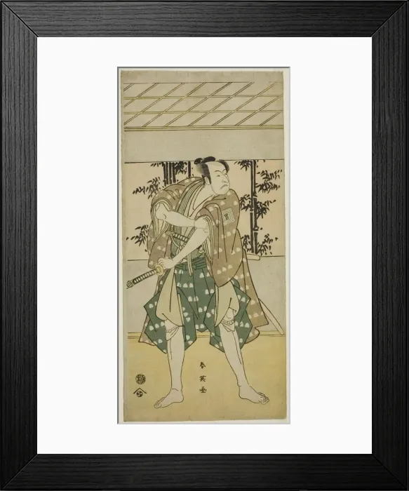 Framed Print : The Actor Ichikawa Omezo I as the Boatman Takihei (?) in the Play Ofunamori Ebi no... c1792. Creator: Katsukawa Shun'ei Framed Print : The Actor Ichikawa Omezo I as the Boatman Takihei (?) in the Play Ofunamori Ebi no... c1792. Creator: Katsukawa Shun'ei