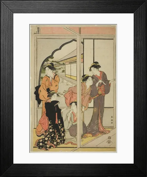 Framed Print : Women in a Mansion, c. 1780 / 1801. Creator: Katsukawa Shuncho Framed Print : Women in a Mansion, c. 1780 / 1801. Creator: Katsukawa Shuncho