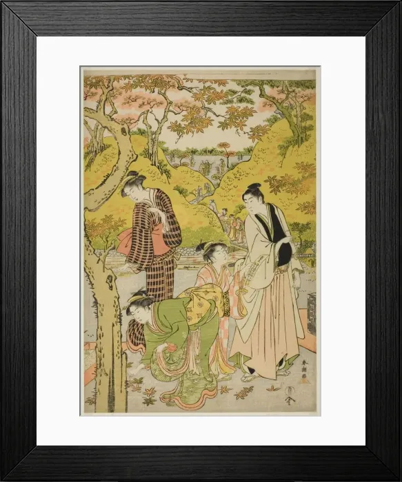 Framed Print : Picnic in Autumn, late 1780s. Creator: Katsukawa Shuncho Framed Print : Picnic in Autumn, late 1780s. Creator: Katsukawa Shuncho