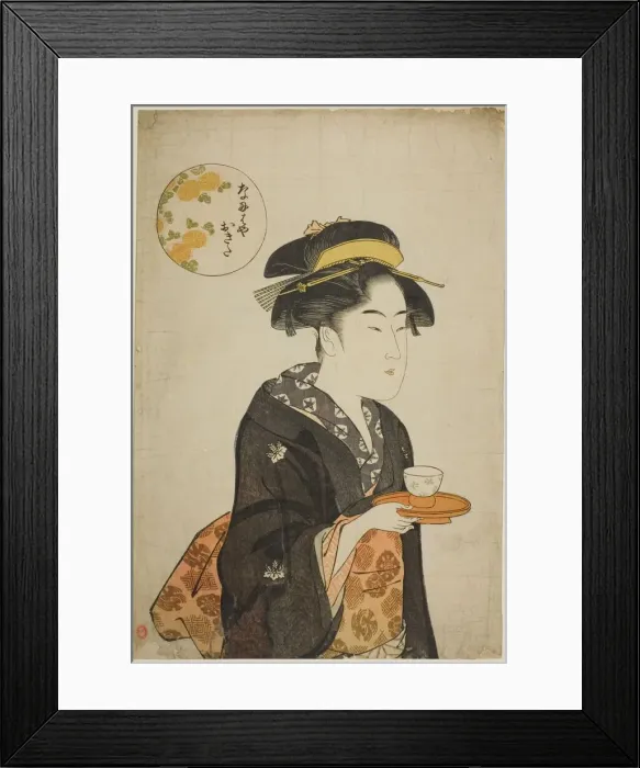 Framed Print : The Waitress Okita of the Naniwaya, c. 1792 / 93. Creator: Katsukawa Shuncho Framed Print : The Waitress Okita of the Naniwaya, c. 1792 / 93. Creator: Katsukawa Shuncho