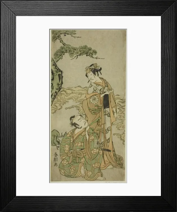 Framed Print : The Actors Nakamura Nakazo I as Matsukaze (right), and Ichikawa Komazo I as... c. 1771 Framed Print : The Actors Nakamura Nakazo I as Matsukaze (right), and Ichikawa Komazo I as... c. 1771