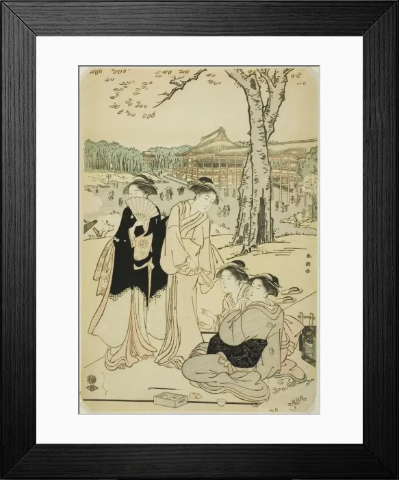 Framed Print : Viewing Cherry Blossoms at Ueno, c. 1780 / 1801. Creator: Katsukawa Shuncho Framed Print : Viewing Cherry Blossoms at Ueno, c. 1780 / 1801. Creator: Katsukawa Shuncho