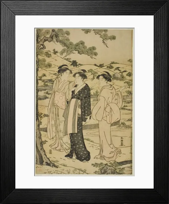 Framed Print : Women Visiting an Inari Shrine, c. 1780 / 1801. Creator: Katsukawa Shuncho Framed Print : Women Visiting an Inari Shrine, c. 1780 / 1801. Creator: Katsukawa Shuncho