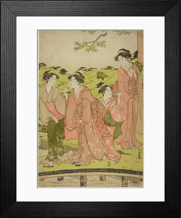 Framed Print : Women Visiting an Inari Shrine, c. 1780 / 1801. Creator: Katsukawa Shuncho Framed Print : Women Visiting an Inari Shrine, c. 1780 / 1801. Creator: Katsukawa Shuncho