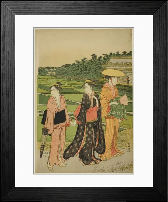 Framed Print : Three Women near Rice Paddies, c. 1780 / 1801. Creator: Katsukawa Shuncho Framed Print : Three Women near Rice Paddies, c. 1780 / 1801. Creator: Katsukawa Shuncho