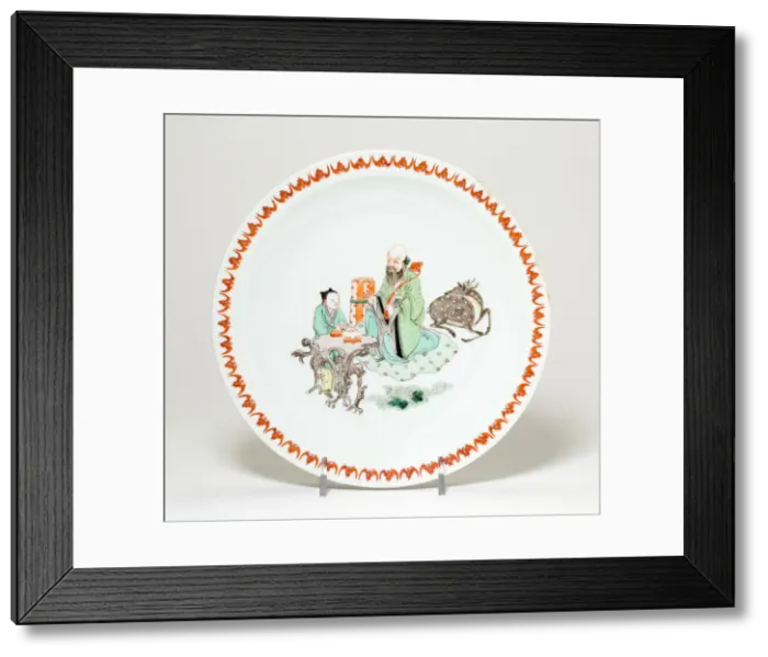 Framed Print : Plate with Shou Lao (the God of Longevity), Attendant, and Deer, Qing dynasty Framed Print : Plate with Shou Lao (the God of Longevity), Attendant, and Deer, Qing dynasty