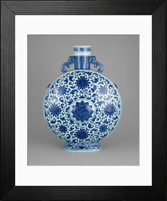 Framed Print : Moon Flask (Bianhu) with Lotus Scroll and Central Floret Framed Print : Moon Flask (Bianhu) with Lotus Scroll and Central Floret