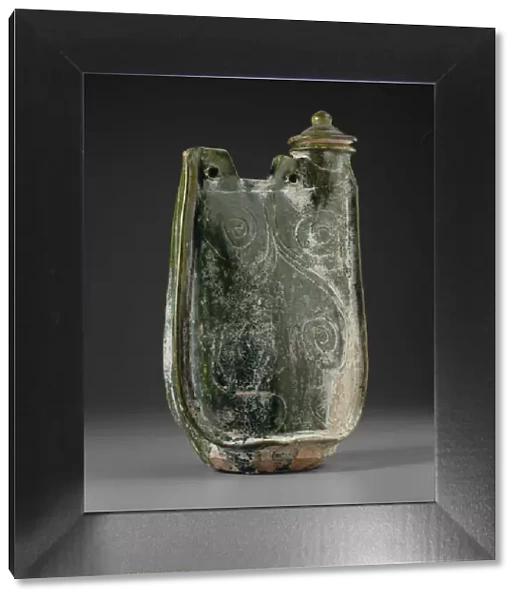 Covered Pilgrim Flask with Scrolls, Liao dynasty (907-1124), 11th century