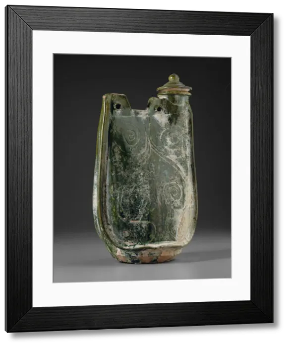 Framed Print : Covered Pilgrim Flask with Scrolls, Liao dynasty (907-1124), 11th century Framed Print : Covered Pilgrim Flask with Scrolls, Liao dynasty (907-1124), 11th century