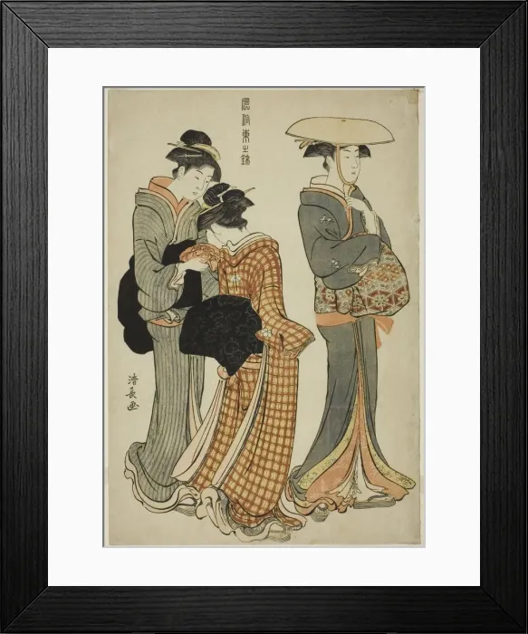 Framed Print : Two Women and a Maid, from the series A Brocade of Eastern Manners (Fuzoku... c) Framed Print : Two Women and a Maid, from the series A Brocade of Eastern Manners (Fuzoku... c)
