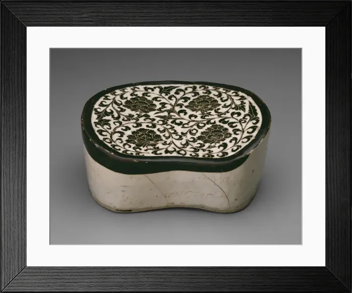 Framed Print : Bean-Shaped Pillow with Peony Scrolls, Northern Song dynasty, (960-1127) Framed Print : Bean-Shaped Pillow with Peony Scrolls, Northern Song dynasty, (960-1127)