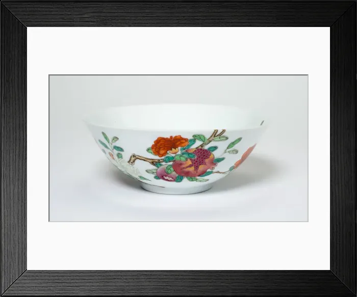 Framed Print : Bowl with Fruiting and Flowering Pomegranate Sprays, Qing dynasty Framed Print : Bowl with Fruiting and Flowering Pomegranate Sprays, Qing dynasty
