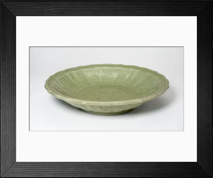 Framed Print : Dish with Flowers and Foliate Rim, Ming Dynasty (1368-1644). Creator: Unknown Framed Print : Dish with Flowers and Foliate Rim, Ming Dynasty (1368-1644). Creator: Unknown