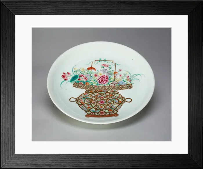 Framed Print : Famille-Rose Flower Basket Dish, Qing dynasty (1644-1911), 18th century Framed Print : Famille-Rose Flower Basket Dish, Qing dynasty (1644-1911), 18th century