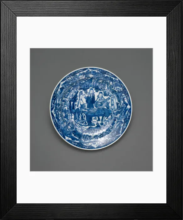 Framed Print : Dish with Europeans Playing Musical Instruments, Qing dynasty, Kangxi period (1661-1722) Framed Print : Dish with Europeans Playing Musical Instruments, Qing dynasty, Kangxi period (1661-1722)