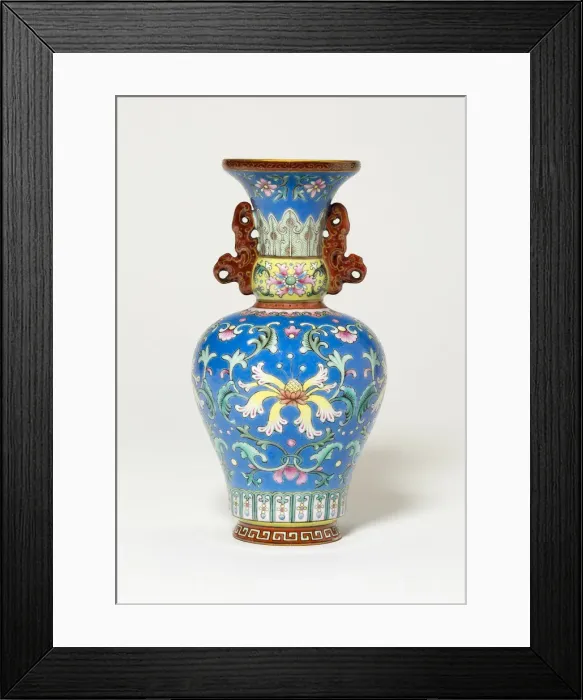 Framed Print : Vase with Two Tiger-Shaped Handles, Qing dynasty, Qianlong reign mark and period Framed Print : Vase with Two Tiger-Shaped Handles, Qing dynasty, Qianlong reign mark and period