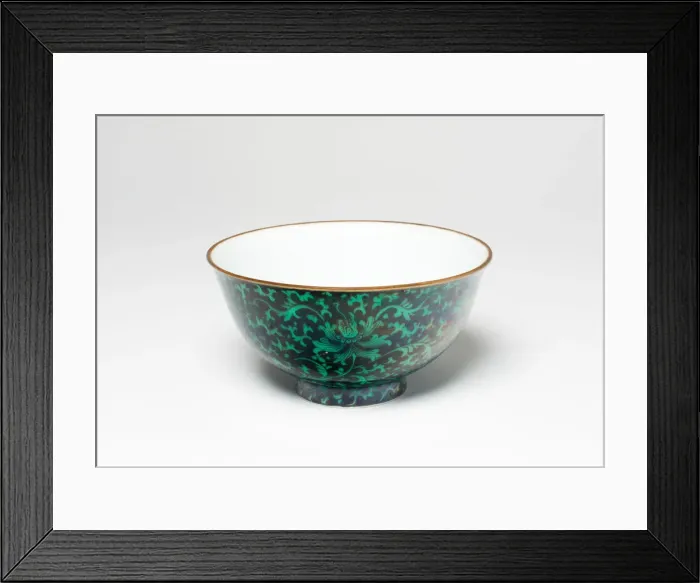 Framed Print : Green and Black-Enameled Lotus Bowl, Qing dynasty (1644-1911), 18th century Framed Print : Green and Black-Enameled Lotus Bowl, Qing dynasty (1644-1911), 18th century