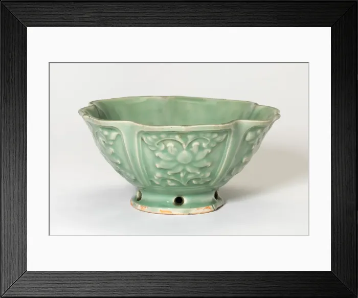 Framed Print : Foliate Bowl with Lotus Flowers, Ming dynasty (1368-1644). Creator: Unknown Framed Print : Foliate Bowl with Lotus Flowers, Ming dynasty (1368-1644). Creator: Unknown