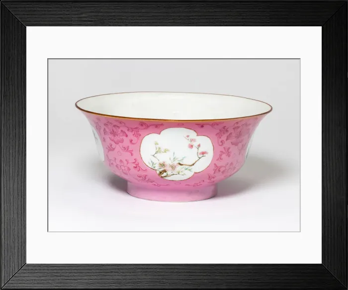Framed Print : Pink-Ground Famille-Rose Bowl, Qing dynasty (1644-1911). Creator: Unknown Framed Print : Pink-Ground Famille-Rose Bowl, Qing dynasty (1644-1911). Creator: Unknown
