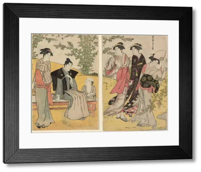 Framed Print : An outing at Hagidera, from the series A Brocade of Eastern Manners Framed Print : An outing at Hagidera, from the series A Brocade of Eastern Manners