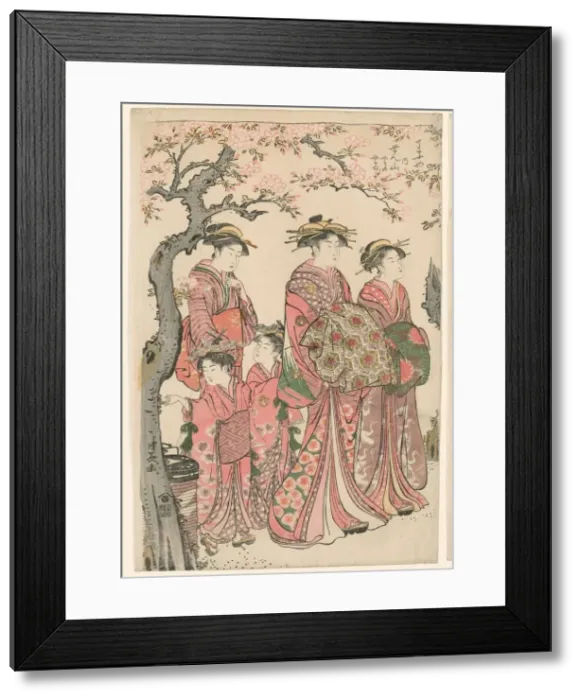 Framed Print : The Courtesans Senzan, Yasono, and Yasoji of the Chojiya, 1785. Creator: Torii Kiyonaga Framed Print : The Courtesans Senzan, Yasono, and Yasoji of the Chojiya, 1785. Creator: Torii Kiyonaga