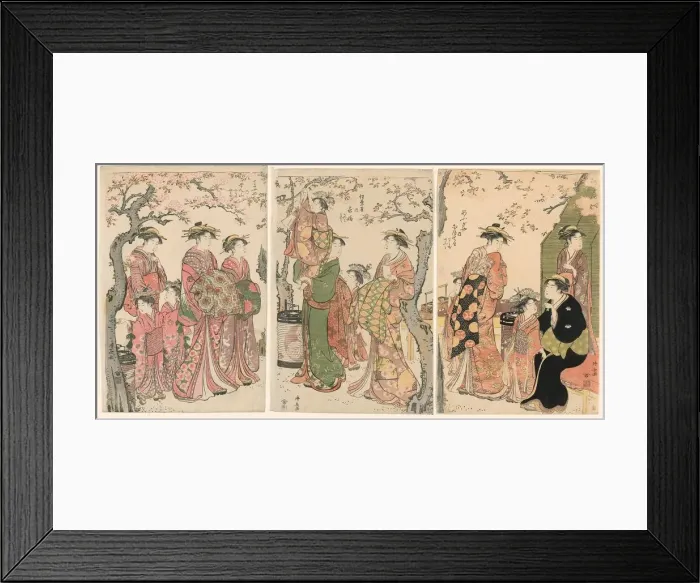 Framed Print : Courtesans and Their Child Attendants under Blossoming Cherry Trees, 1785 Framed Print : Courtesans and Their Child Attendants under Blossoming Cherry Trees, 1785