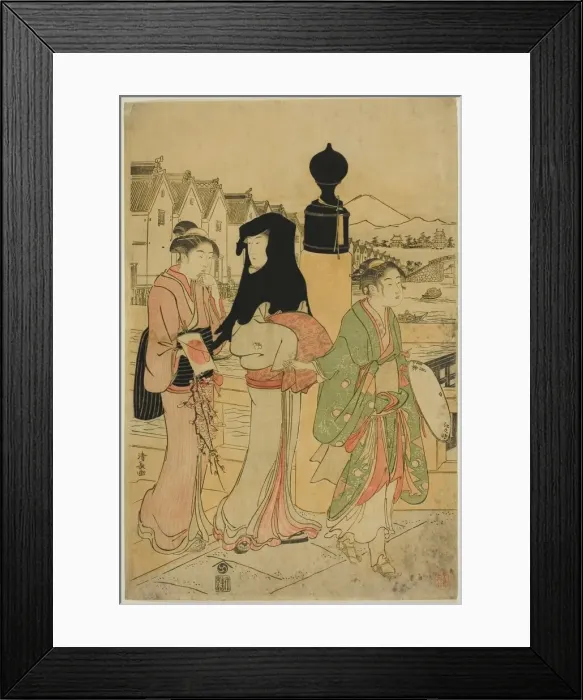 Framed Print : Women Crossing Nihonbashi Bridge, c. 1786. Creator: Torii Kiyonaga Framed Print : Women Crossing Nihonbashi Bridge, c. 1786. Creator: Torii Kiyonaga