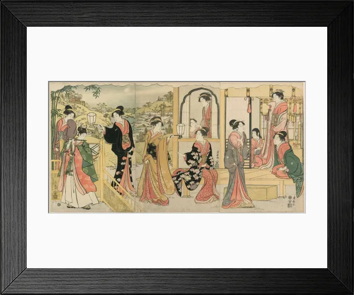Framed Print : A Modern Version of Ushiwakamaru Serenading Princess Joruri, c. 1785 Framed Print : A Modern Version of Ushiwakamaru Serenading Princess Joruri, c. 1785