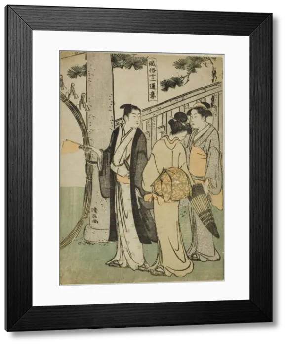 Framed Print : A visit to a shrine, from the series Twelve Scenes of Popular Customs Framed Print : A visit to a shrine, from the series Twelve Scenes of Popular Customs