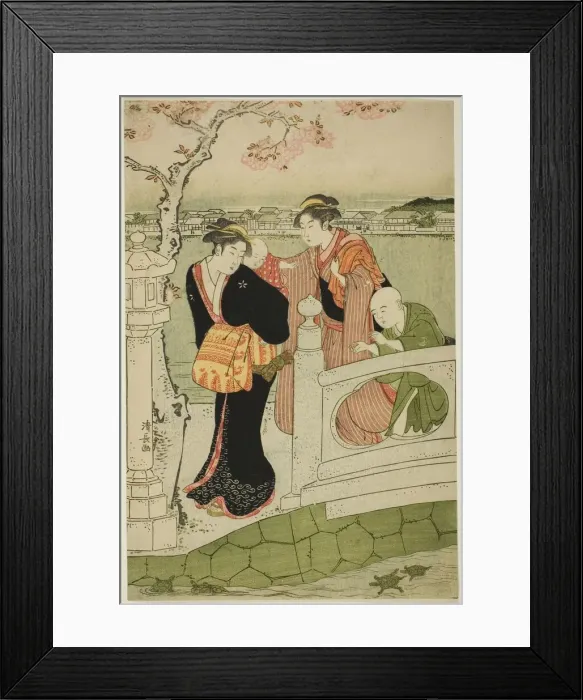 Framed Print : Women and Children on the Causeway at Shinobazu Pond, c. 1788. Creator: Torii Kiyonaga Framed Print : Women and Children on the Causeway at Shinobazu Pond, c. 1788. Creator: Torii Kiyonaga