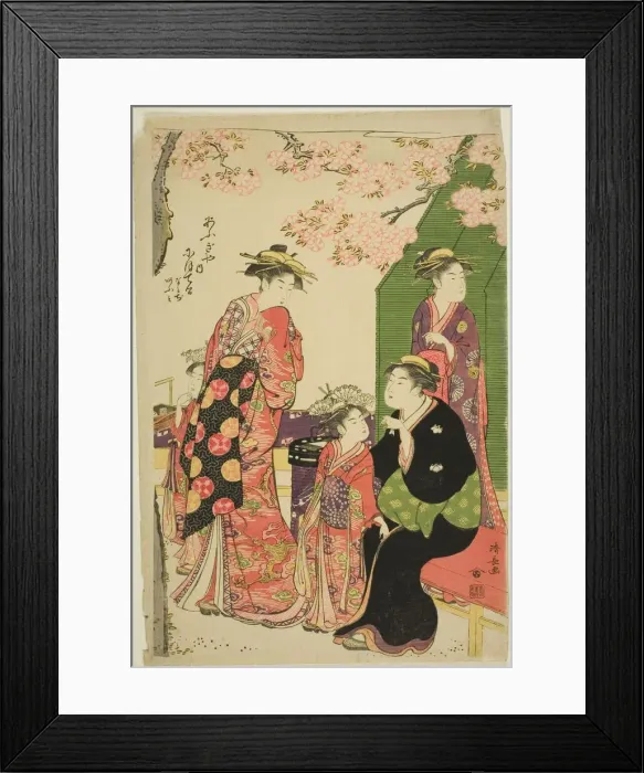 Framed Print : The Courtesans Nioteru, Namiji, and Omi of the Ogiya, 1785. Creator: Torii Kiyonaga Framed Print : The Courtesans Nioteru, Namiji, and Omi of the Ogiya, 1785. Creator: Torii Kiyonaga