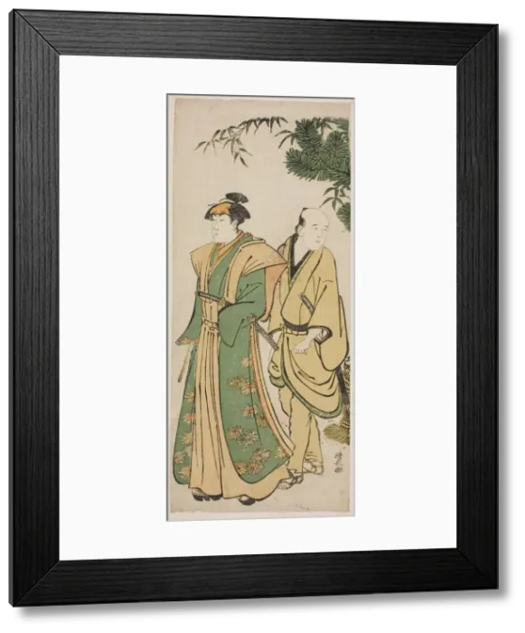 Framed Print : The Actor Segawa Kikunojo III and his attendant making cermonial rounds at New Year s, c