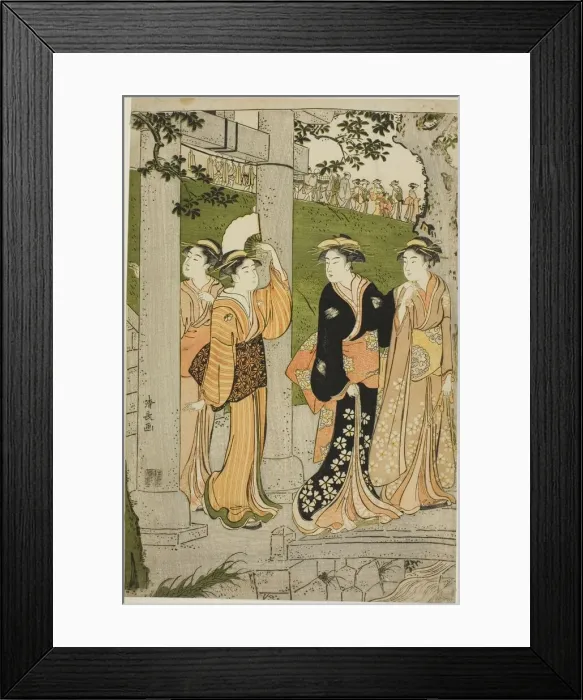 Framed Print : Women Visiting Mimeguri Shrine, c. 1788. Creator: Torii Kiyonaga Framed Print : Women Visiting Mimeguri Shrine, c. 1788. Creator: Torii Kiyonaga