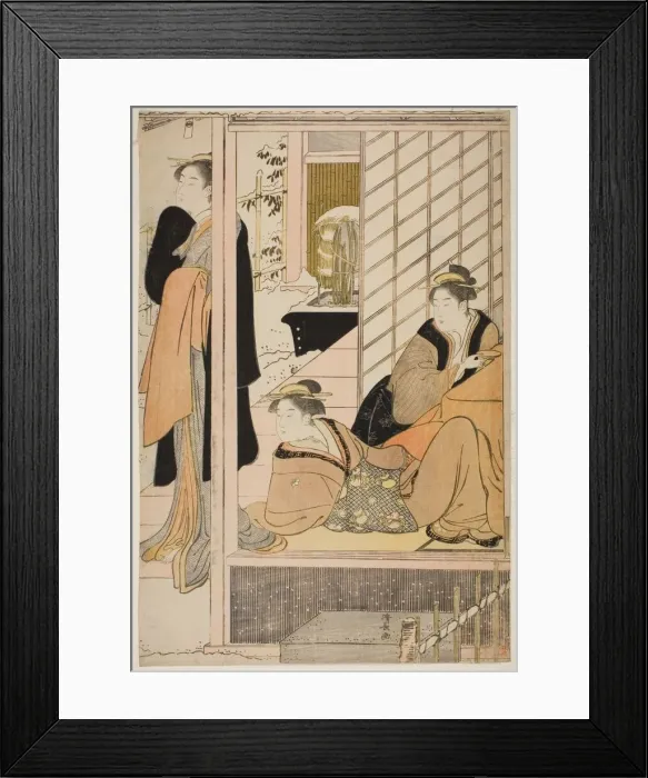 Framed Print : Women Viewing a Snowy Garden from a Parlor, c. 1786. Creator: Torii Kiyonaga Framed Print : Women Viewing a Snowy Garden from a Parlor, c. 1786. Creator: Torii Kiyonaga