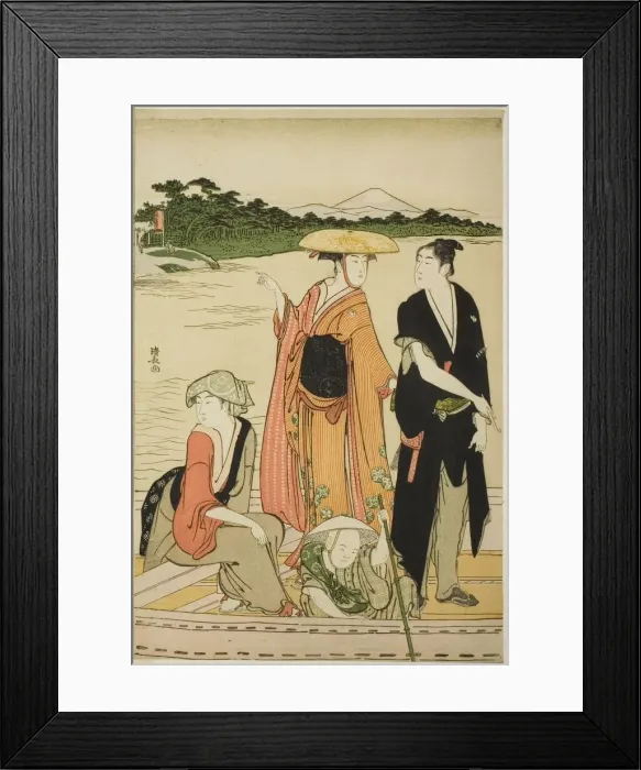 Framed Print : Ferry on the Rokugo River, c. 1784. Creator: Torii Kiyonaga Framed Print : Ferry on the Rokugo River, c. 1784. Creator: Torii Kiyonaga
