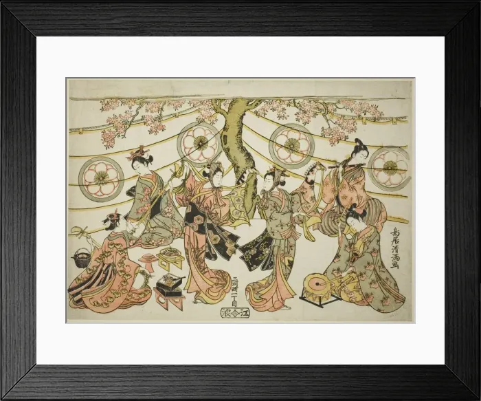 Framed Print : The Harugoma Dance, c. 1764. Creator: Torii Kiyomitsu Framed Print : The Harugoma Dance, c. 1764. Creator: Torii Kiyomitsu