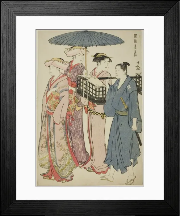Framed Print : Going to a Picnic, from the series A Brocade of Eastern Manners (Fuzoku Azuma no) Framed Print : Going to a Picnic, from the series A Brocade of Eastern Manners (Fuzoku Azuma no)