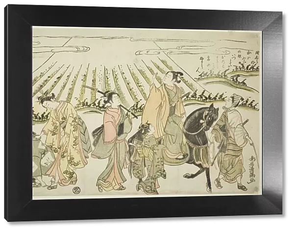 A parody of Narihiras eastern journey, c. 1764. Creator: Torii Kiyomitsu